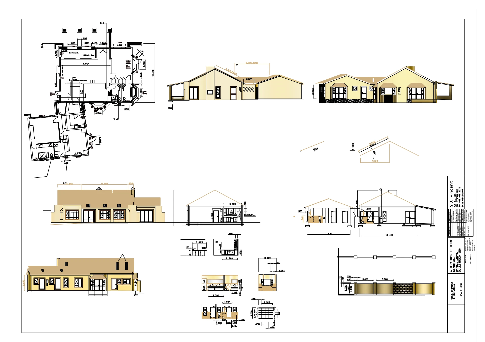 Architectural renovation plans and elevations for The Trout and Butterfly