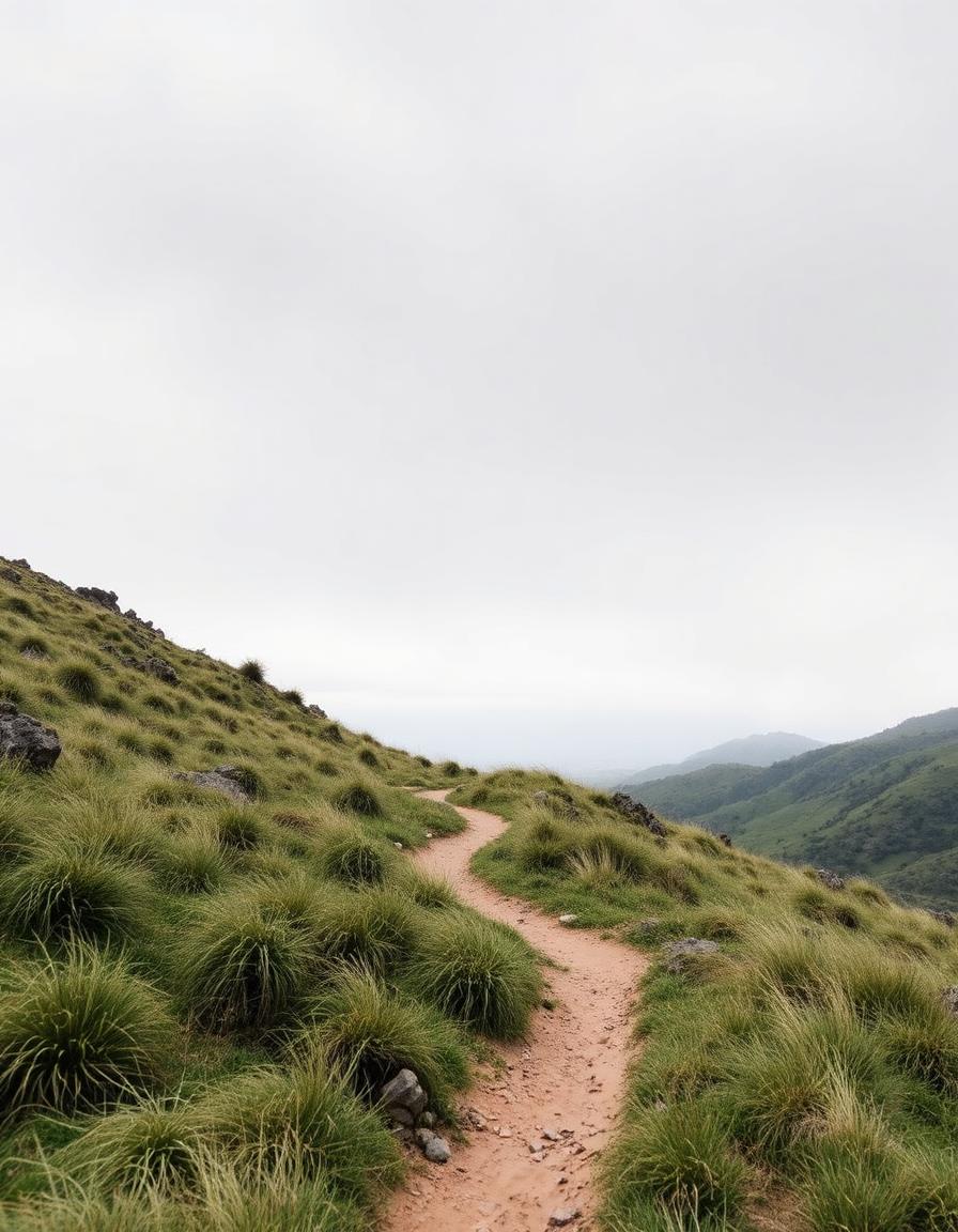 Hiking trail through highland grassland near Dullstroom