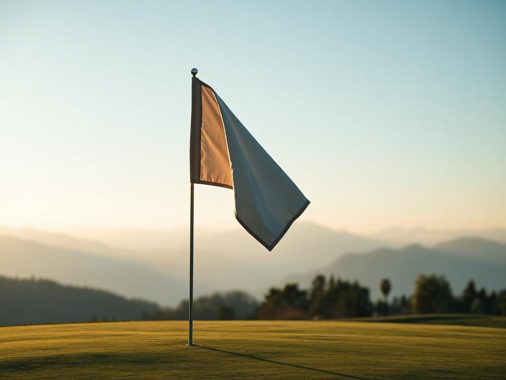 Flagstick on a mountain golf green in the highlands