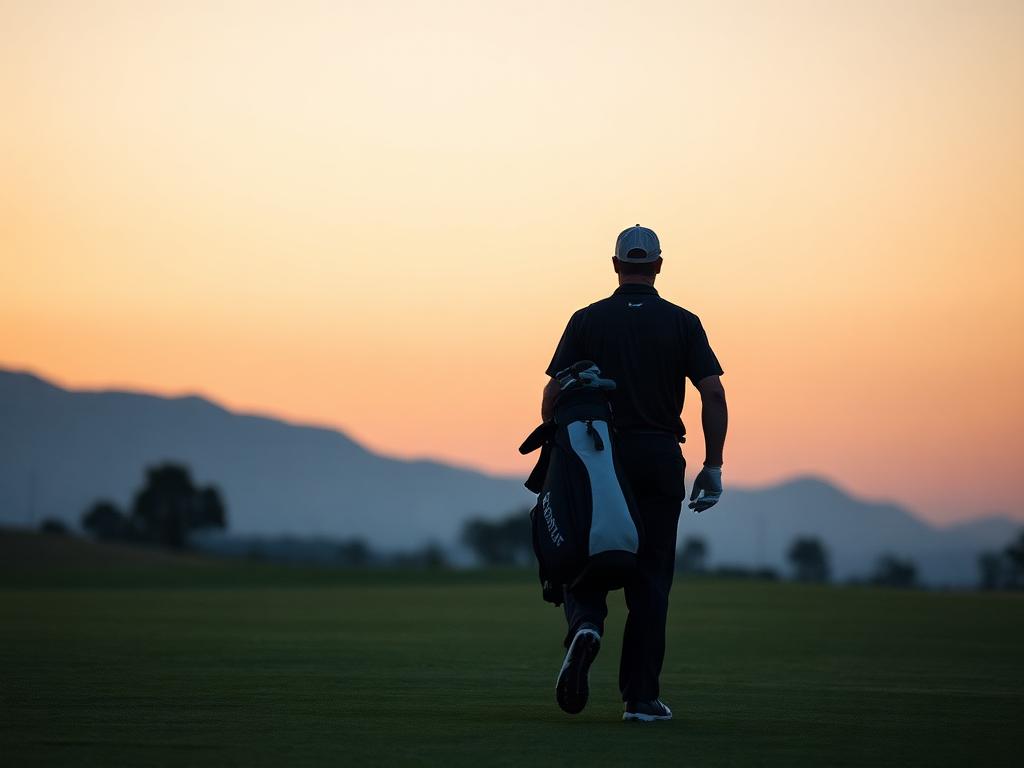 Golfer on the fairway at dusk near Dullstroom