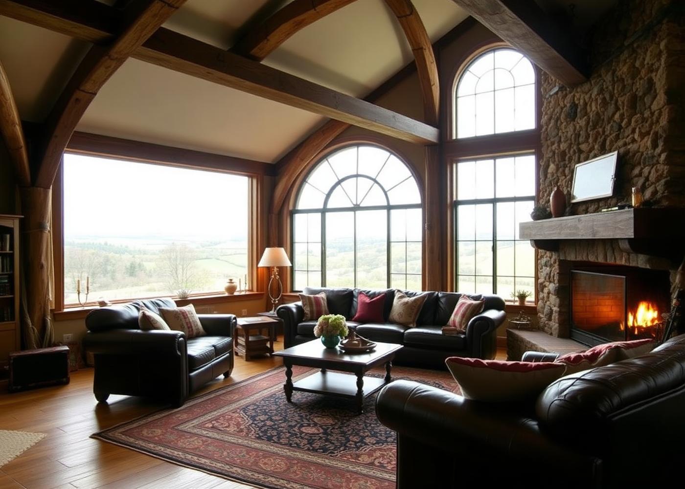 Living room with fireplace at The Trout and Butterfly in Dullstroom
