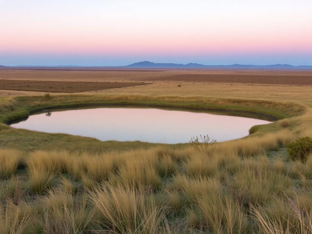 Farm dam reflecting the highland sunset near Dullstroom
